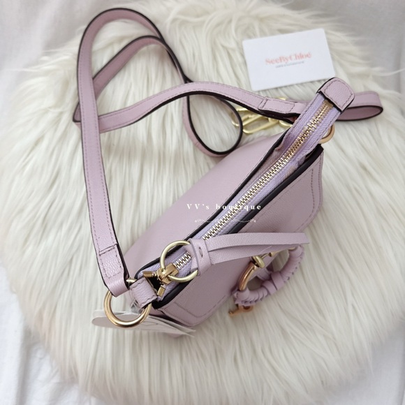 See by Chloé Joan Mini Crossbody Top Handle Bag Leather Creamy Lilac Purple - Picture 8 of 12